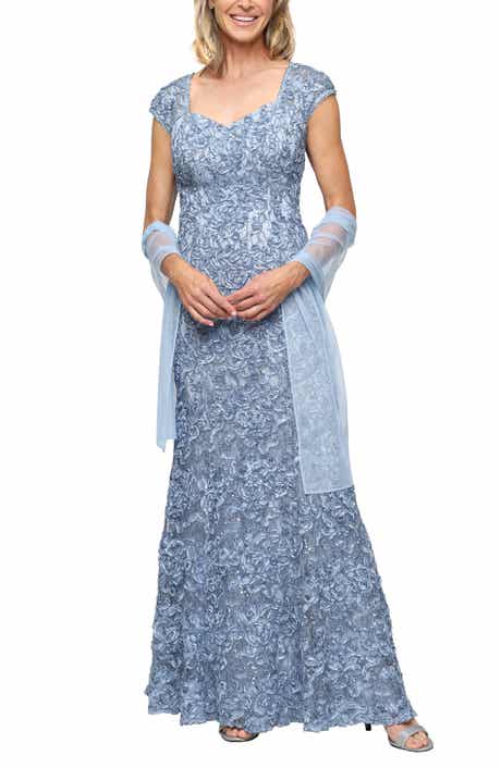 Soutache Sequin Lace A-Line Gown with Wrap