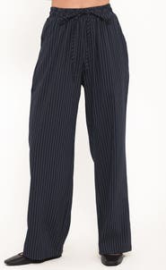 Petal & Pup Elijah Pinstripe Sash Waist Wide Leg Pants