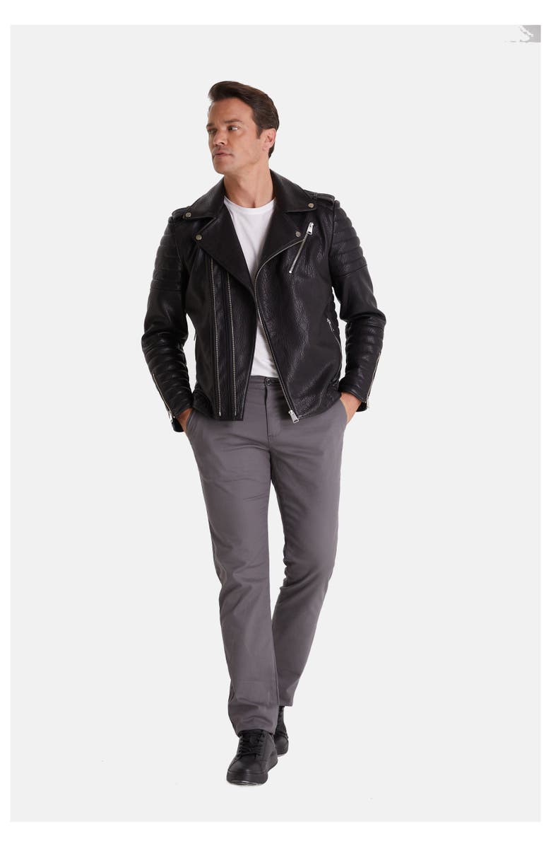 Furniq UK Quentin Leather Jacket, Alternate, color, Black