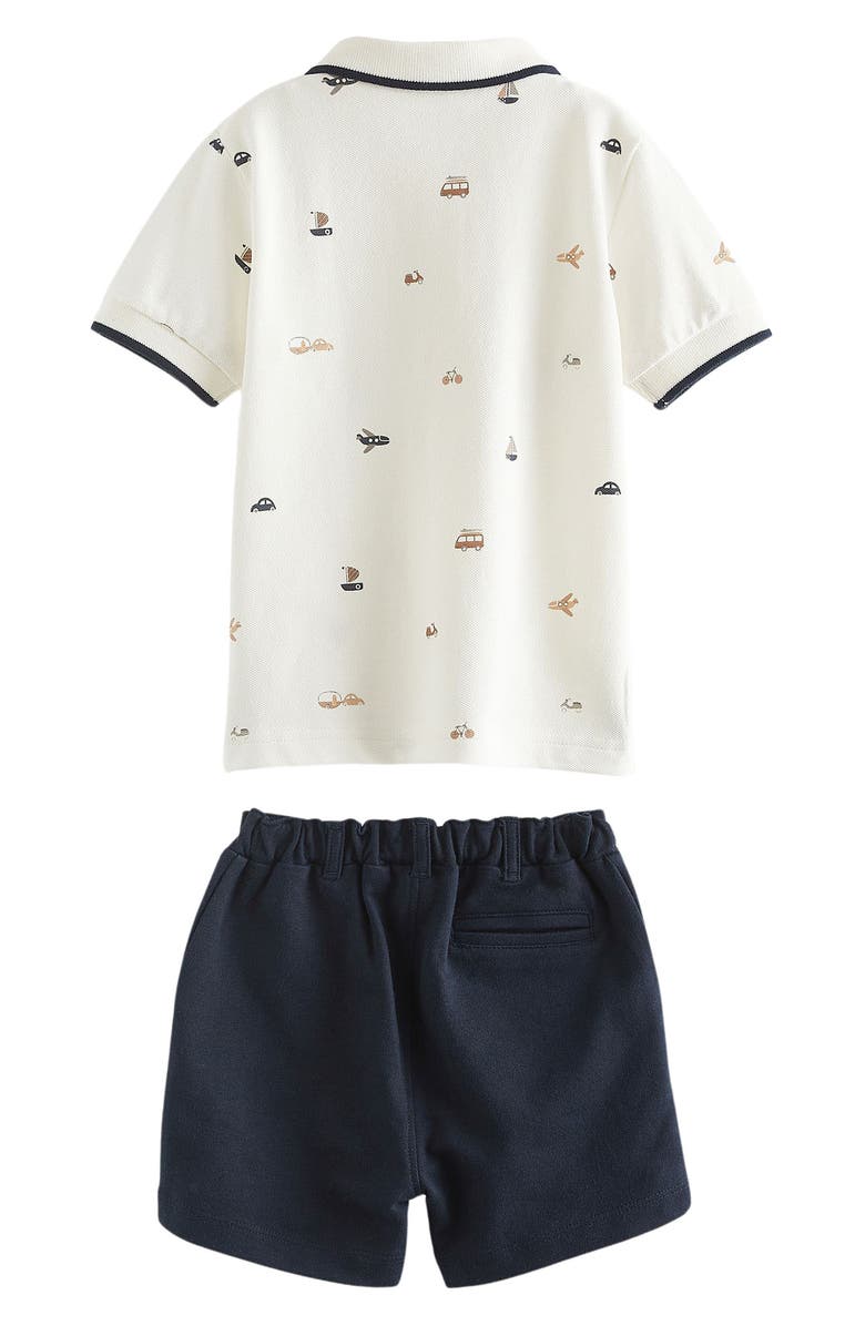 NEXT Kids' Vehicle Print Cotton Polo & Shorts Set, Alternate, color, 