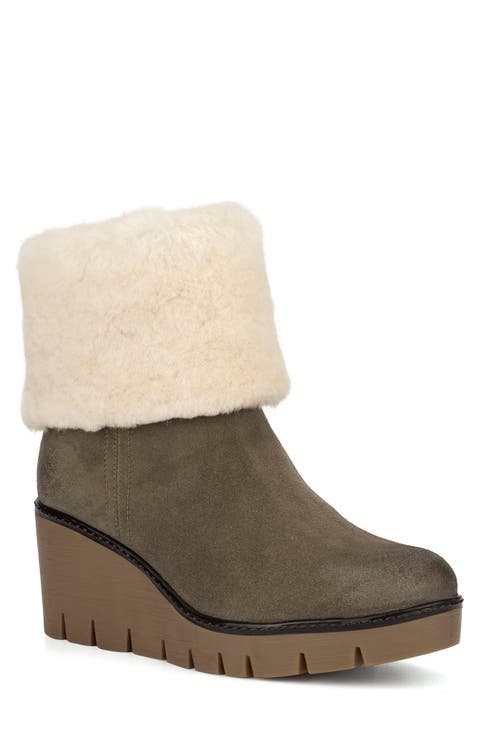 Poppy Faux Fur Lined Suede Wedge Bootie