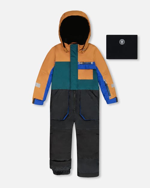 Deux Par Deux One-piece Play Snowsuit Colorblocked In Black