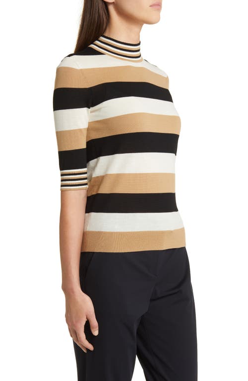 Hugo Boss Virgin-wool Crew-neck Sweater With Block Stripes