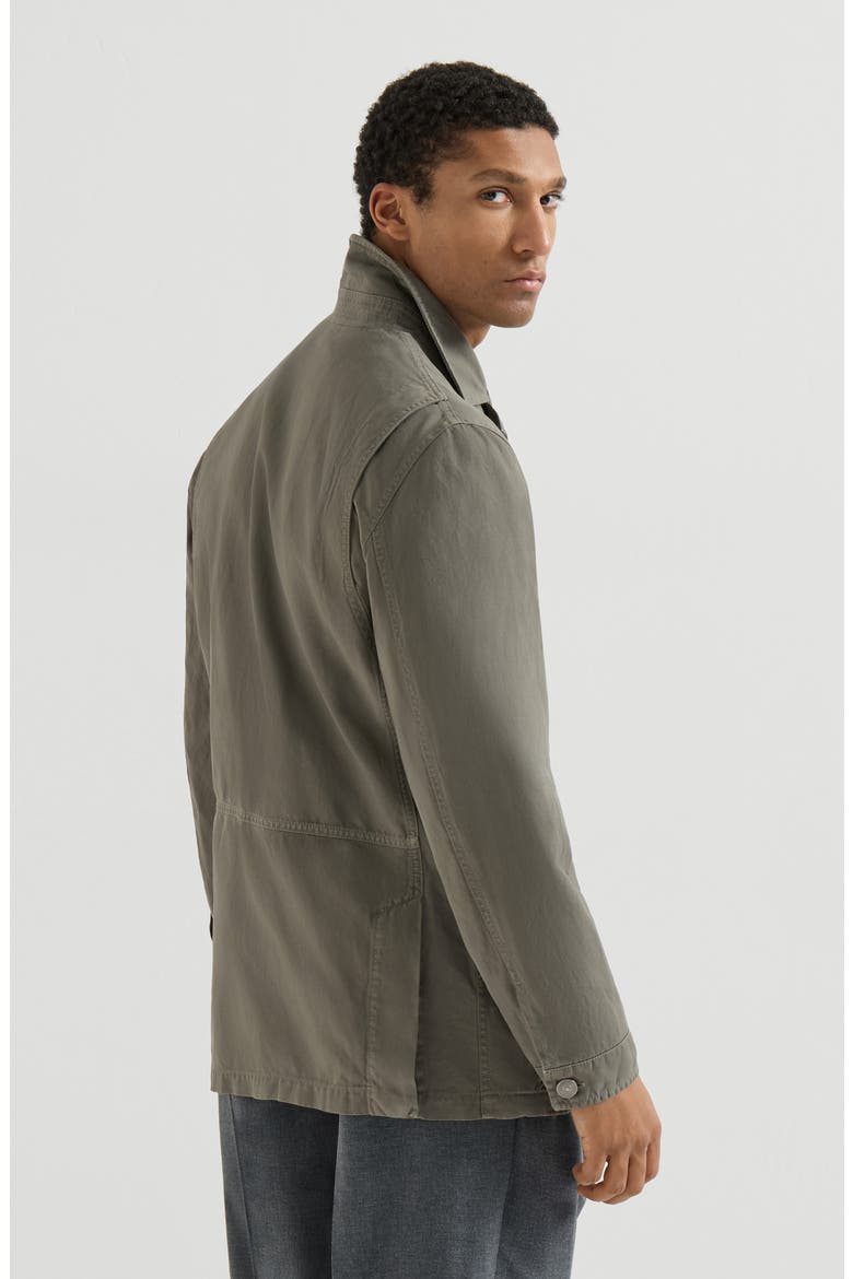 Cotton and linen canvas outerwear jacket, Alternate, color, Military