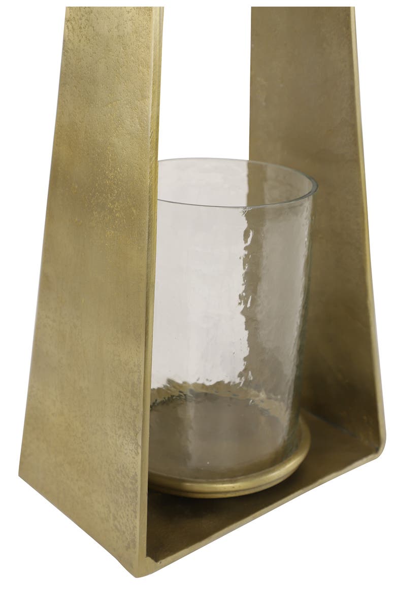 VIVIAN LUNE HOME Large Goldtone Candle Holder with Hurricane Glass, Alternate, color,
