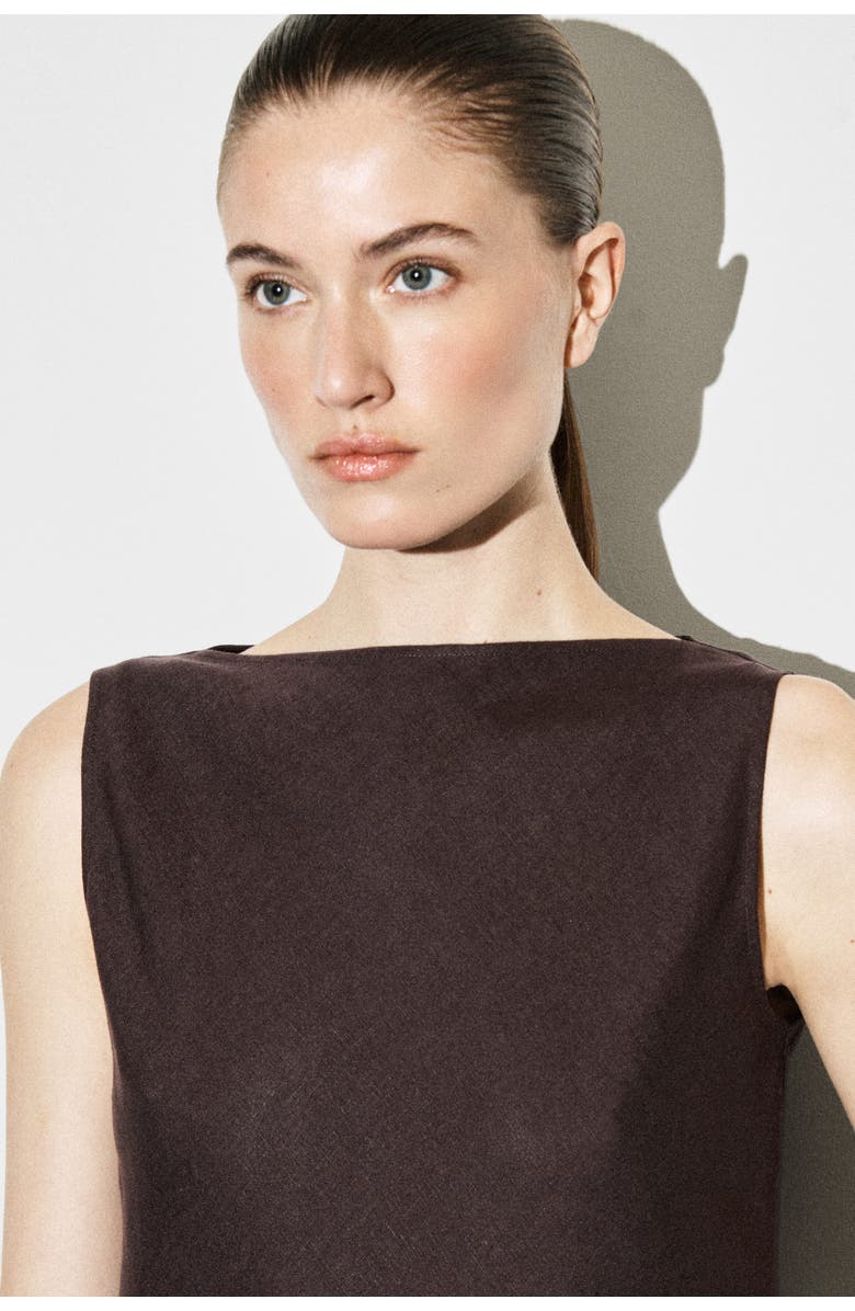 COS Tailored Linen Mini Dress, Alternate, color, Bordeaux