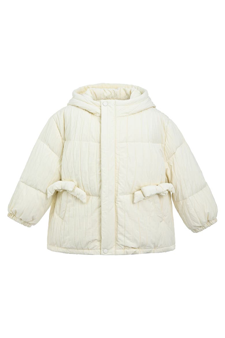 Bow Quilted Puffer Jacket, Alternate, color, Cream