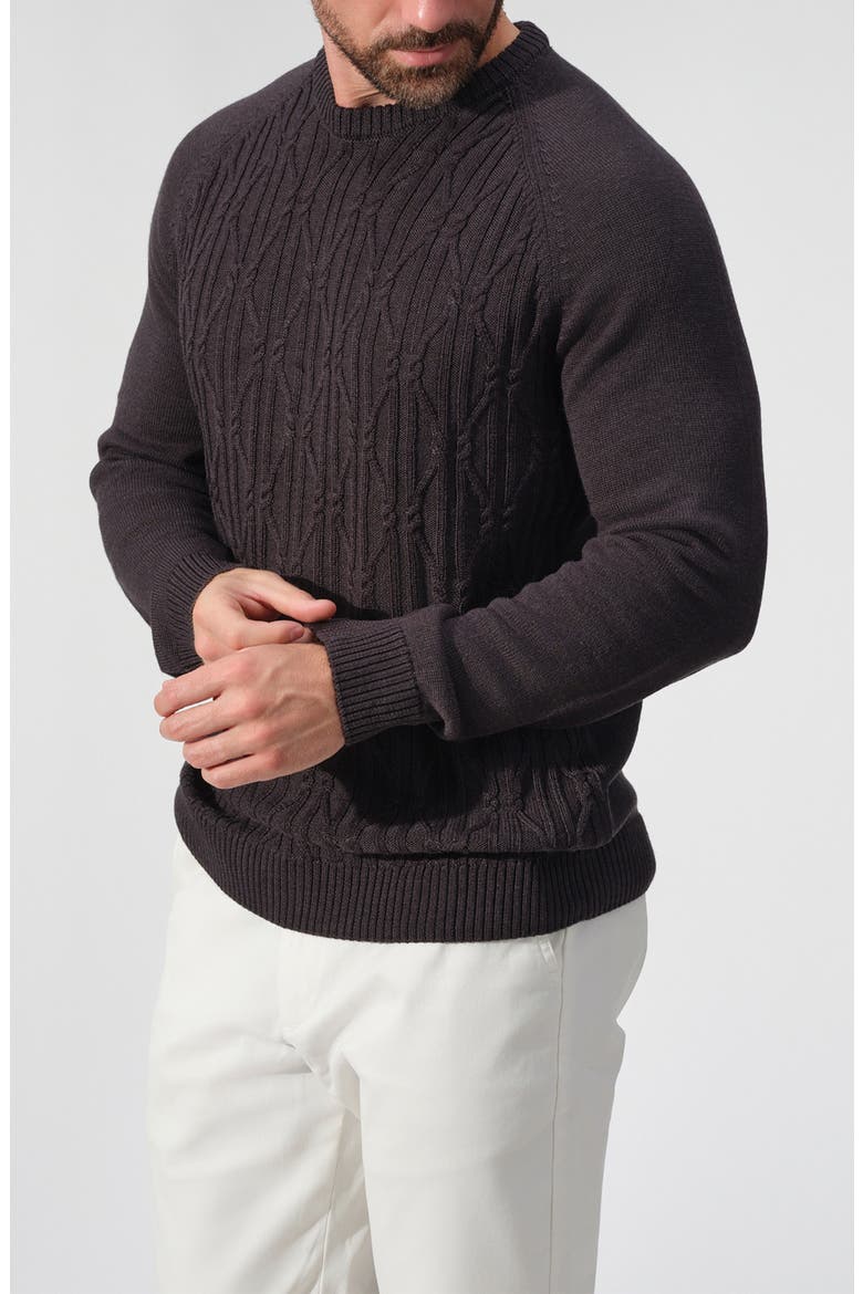 Ravello Merino Wool Cable Knit Sweater, Alternate, color, CHARCOAL