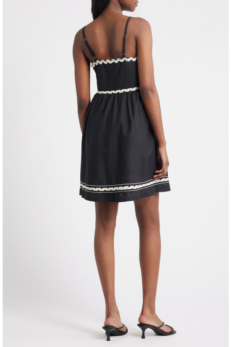 Rickrack Fit & Flare Minidress, Alternate, color, BLACK