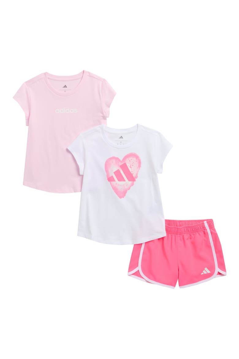 Kids' Graphic T-Shirt & Shorts Set, Main, color, WHITE W/ PINK