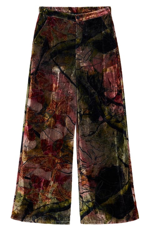 Velvet Wide Leg Trousers