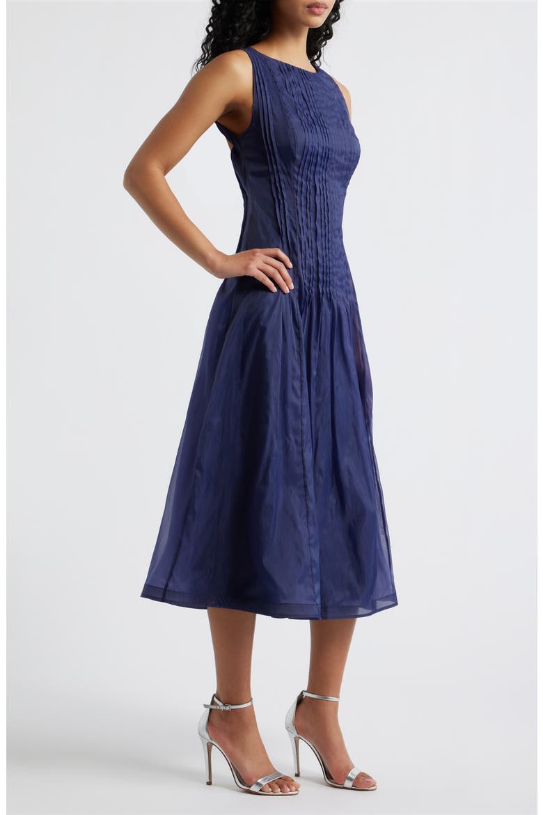 Dani Organza Tie Back Midi Dress, Alternate, color, NAVY