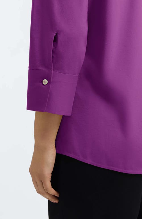 Foxcroft Mary Non-iron Stretch Cotton Button-up Shirt In Purple