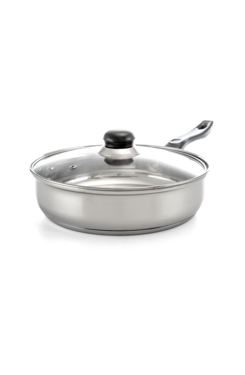 OSTER Rametto 8 Piece Stainless Steel Kitchen Cookware Set with Glass Lids, Alternate, color, Silver