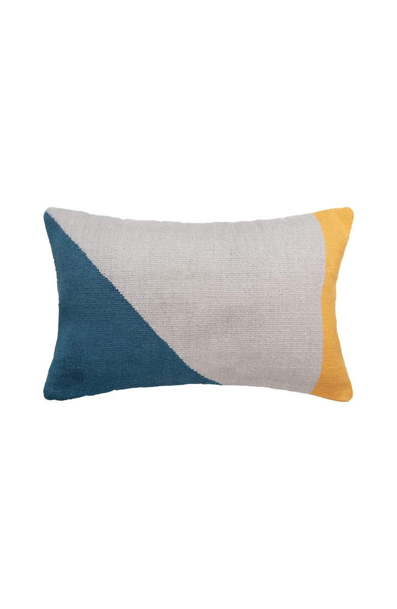 carol & frank Rory Blue Sand & Gold Cotton Blend Accent Pillow 14" x 22", Main, color, Grey