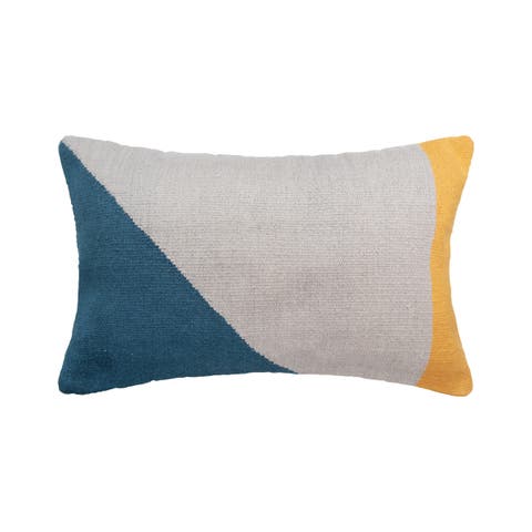 Rory Blue Sand & Gold Cotton Blend Accent Pillow 14" x 22"