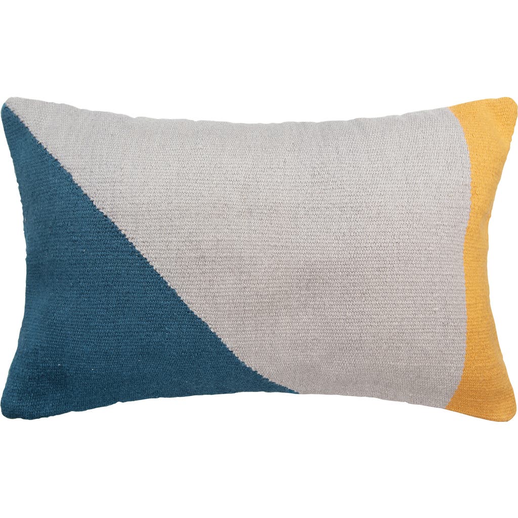Carol & Frank Rory Blue Sand & Gold Cotton Blend Accent Pillow 14" X 22" In Multi