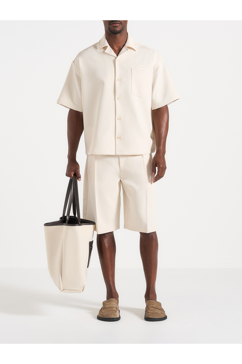 Brook Unisex Signature Twill Boxy Shirt, Alternate, color, Cream