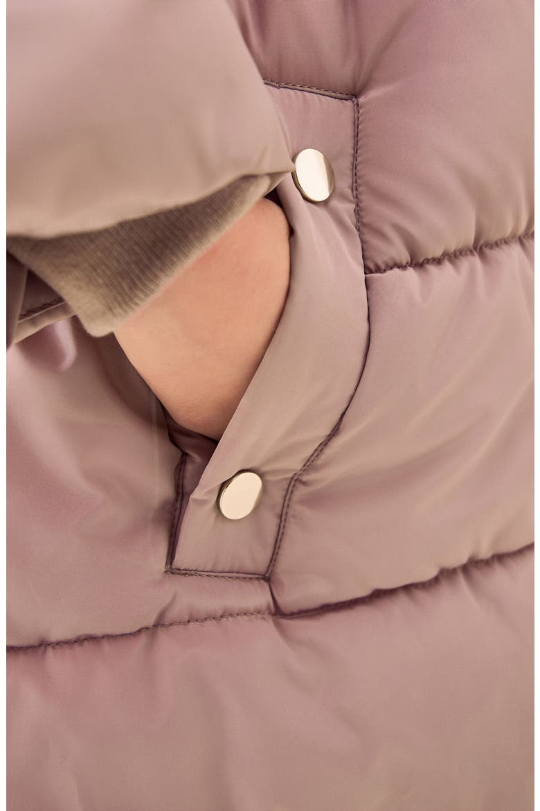 Kids' Hooded Puffer Coat with Faux Fur Trim, Alternate, color, TOFFEE PINK