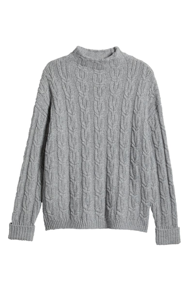 Caslon<sup>®</sup> Cable Stitch Funnel Neck Sweater, Alternate, color,