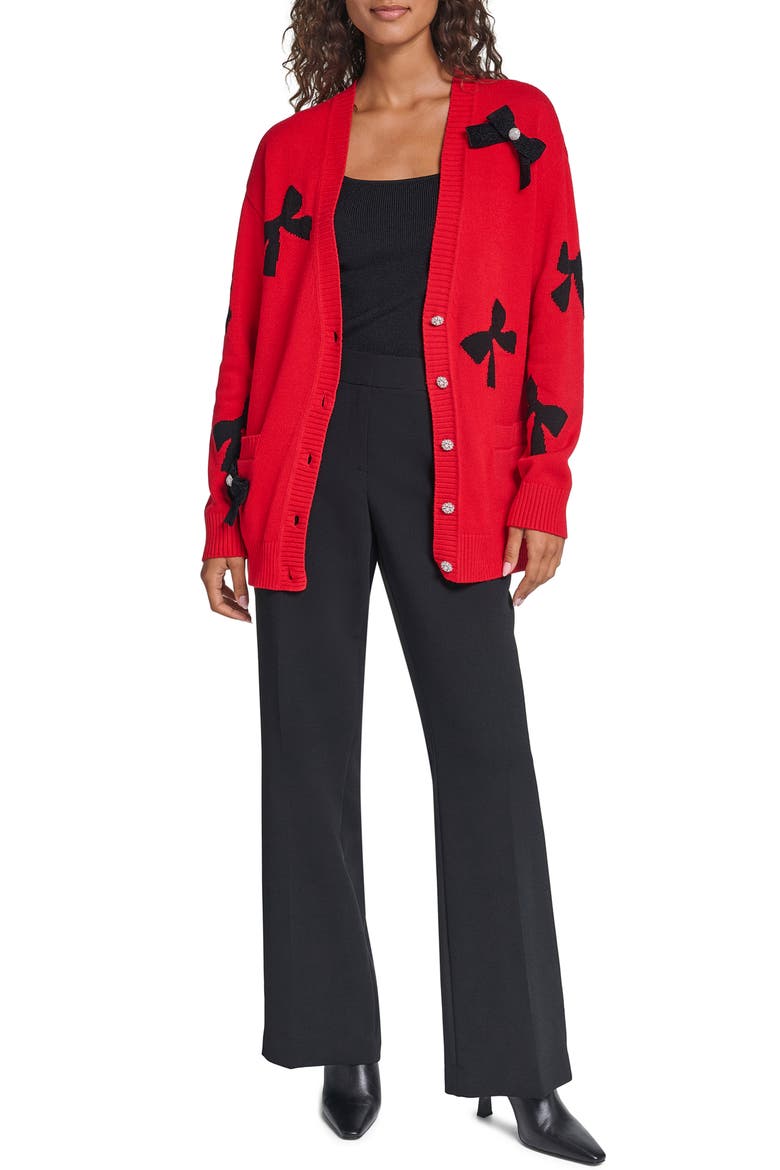 Bow Cardigan, Alternate, color, ADMIRAL RED/ BLACK