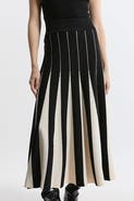 Karen Millen Pointelle Colour Block Pleated Skirt