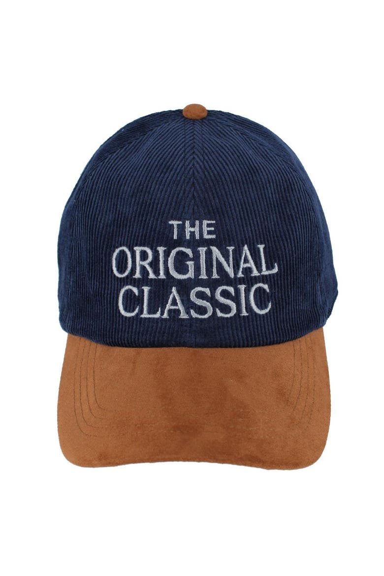 Trafalgar's The Original Classic 5 Panel Corduroy Baseball Hat with Faux Suede Brim, Main, color, Navy