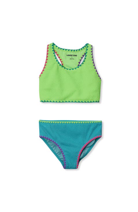 Girls Chlorine Resistant Embroidered Bikini Swimsuit Set
