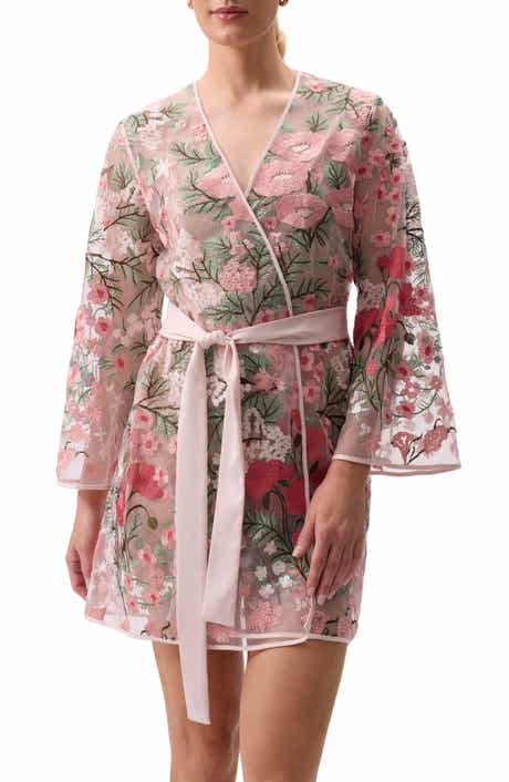 Rya Collection Bouquet Embroidered Tie Waist Cover-Up Robe