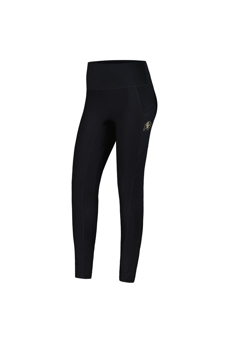 Women's  Black Colorado Buffaloes 7/8 Mixed Media Pocket iLeggings, Alternate, color, Black