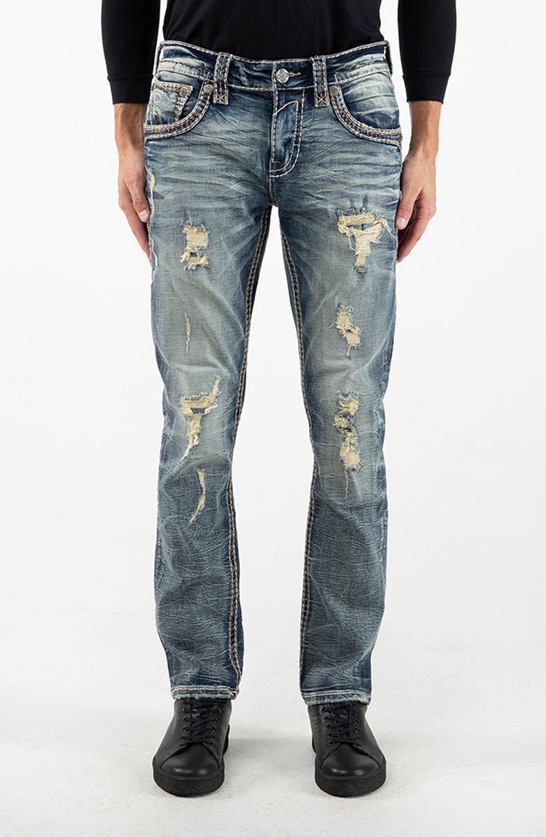 Rock Revival Alternative Rip & Repair Straight Leg Stretch Jeans, Main, color, 