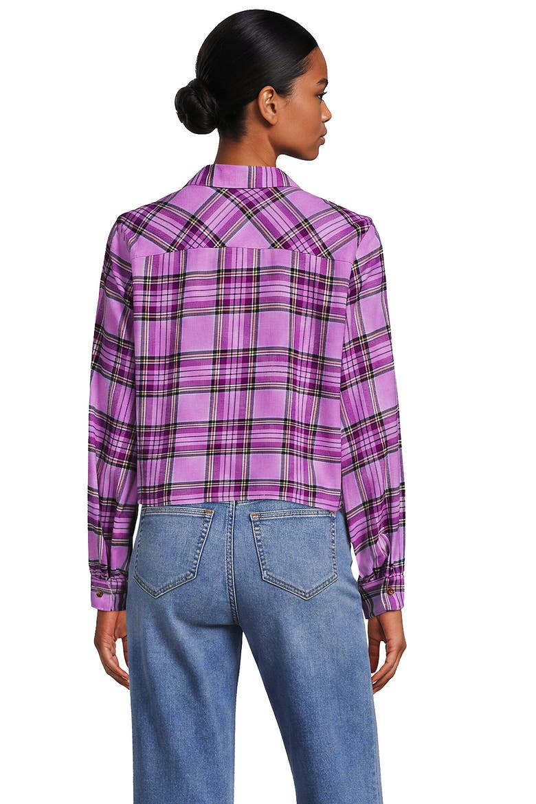 Cropped Flannel Shirt, Alternate, color, Aster Pink/Fuchsia Plum Plaid