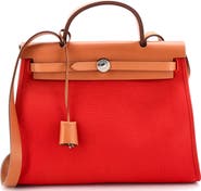 Pre-Owned Hermes Herbag Zip Leather and Toile 31
