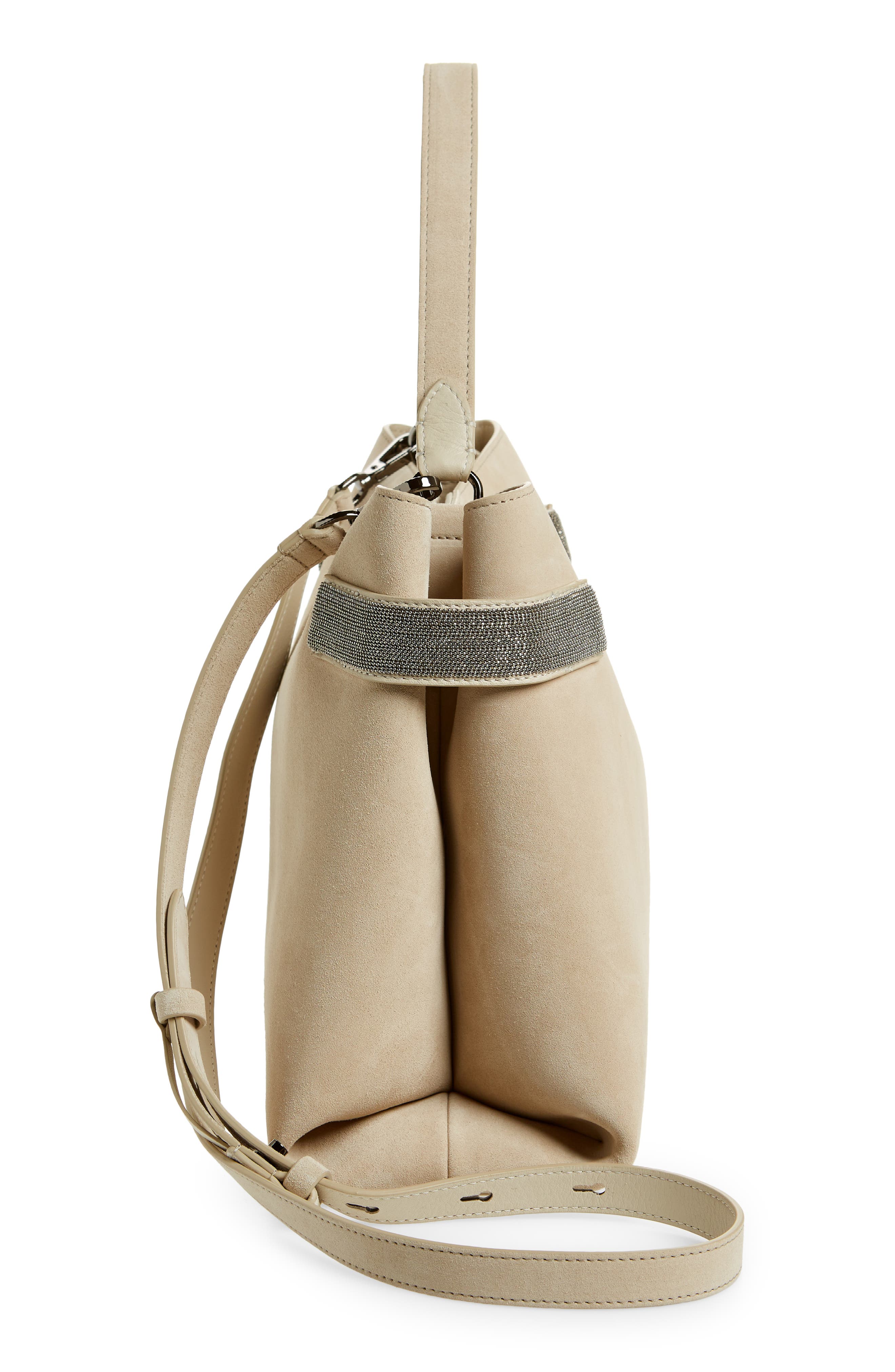 Brunello Cucinelli Medium East/West Suede Top Handle Bag, Alternate, color, 