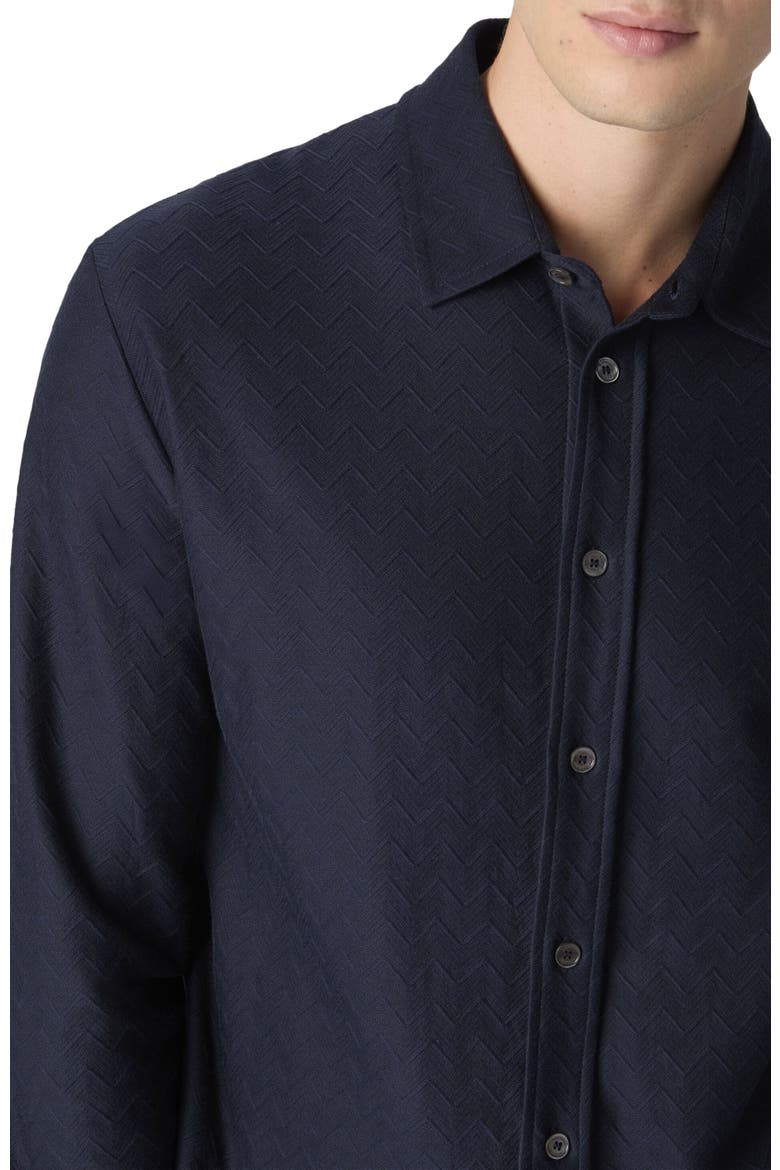 Cotton Jacquard Shirt With Tone-on-tone Zigzag Pattern, Alternate, color, Blue