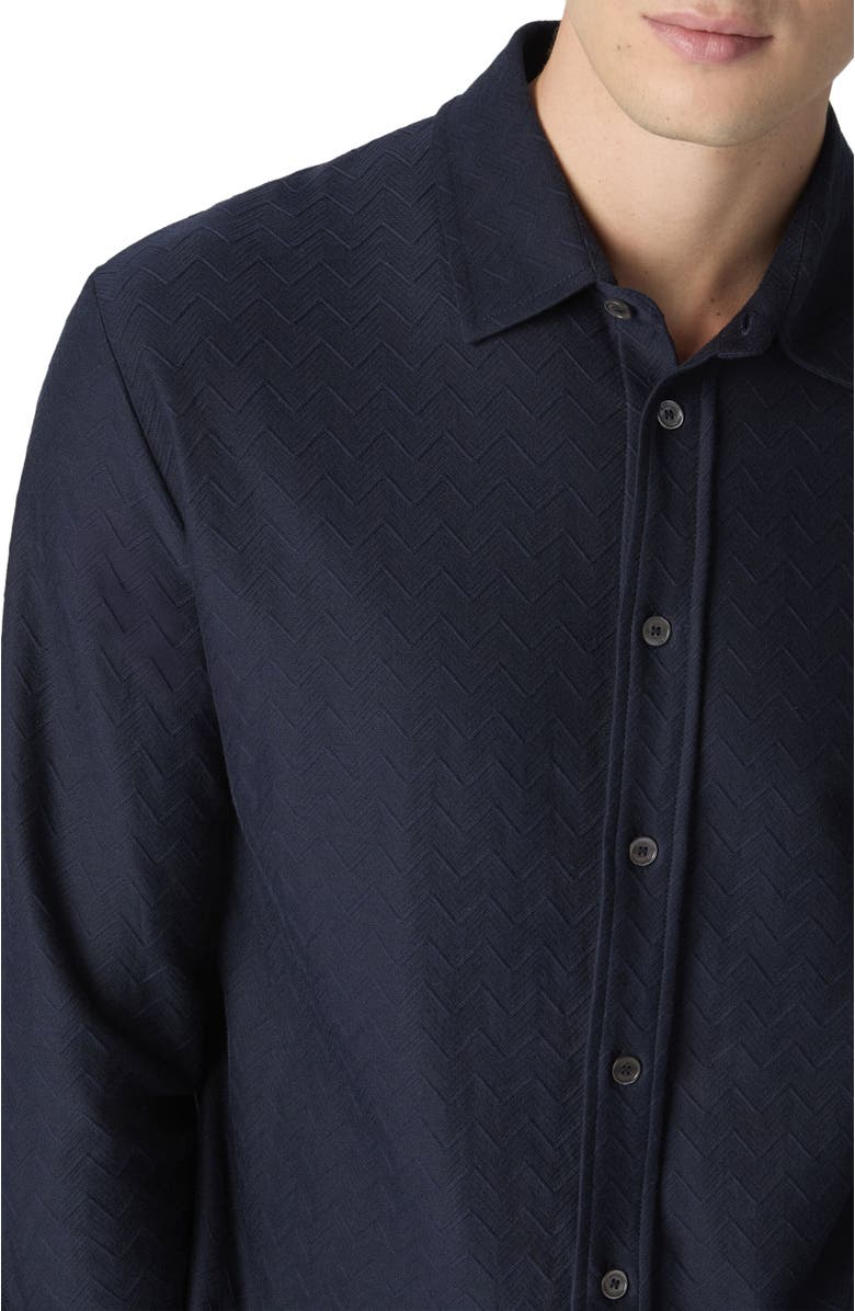 Missoni Cotton Jacquard Shirt With Tone-on-tone Zigzag Pattern, Alternate, color, Blue