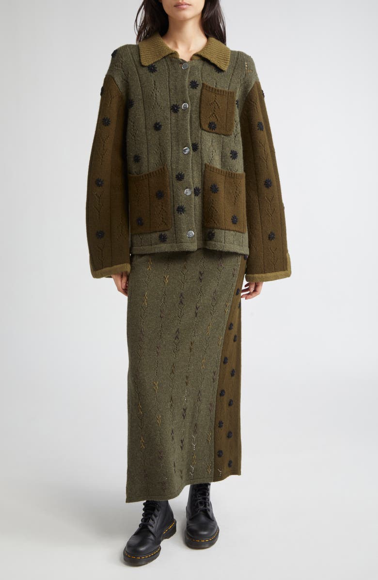 YanYan Daisy Colorblock Lambswool Work Jacket, Alternate, color, 