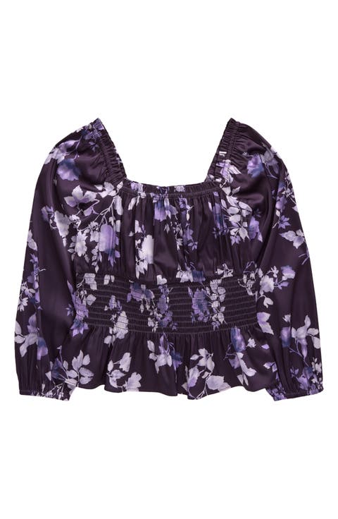 Kids' Floral Smock Waist Top (Big Kid)