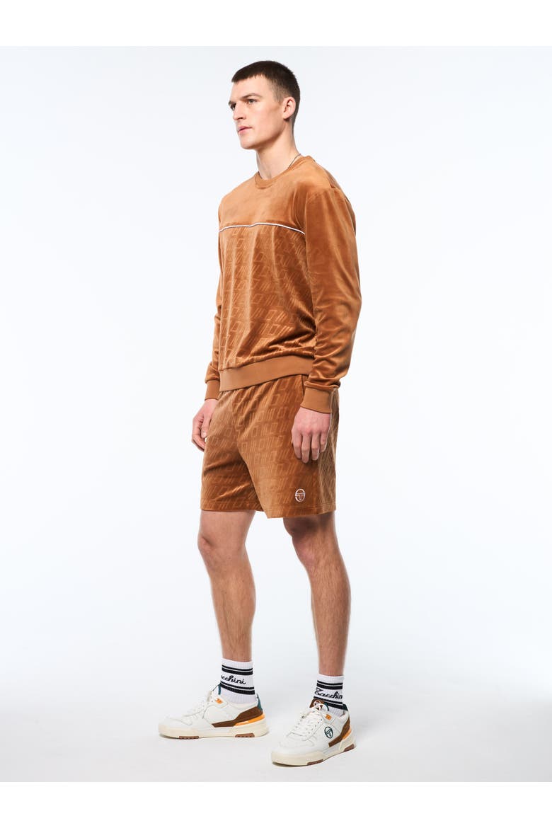 Bandiera Debossed Velour Crewneck, Alternate, color, SUGAR ALMOND