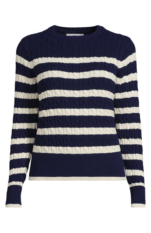 Lands' End Drifter Modern Cable Crew Sweater In Multi