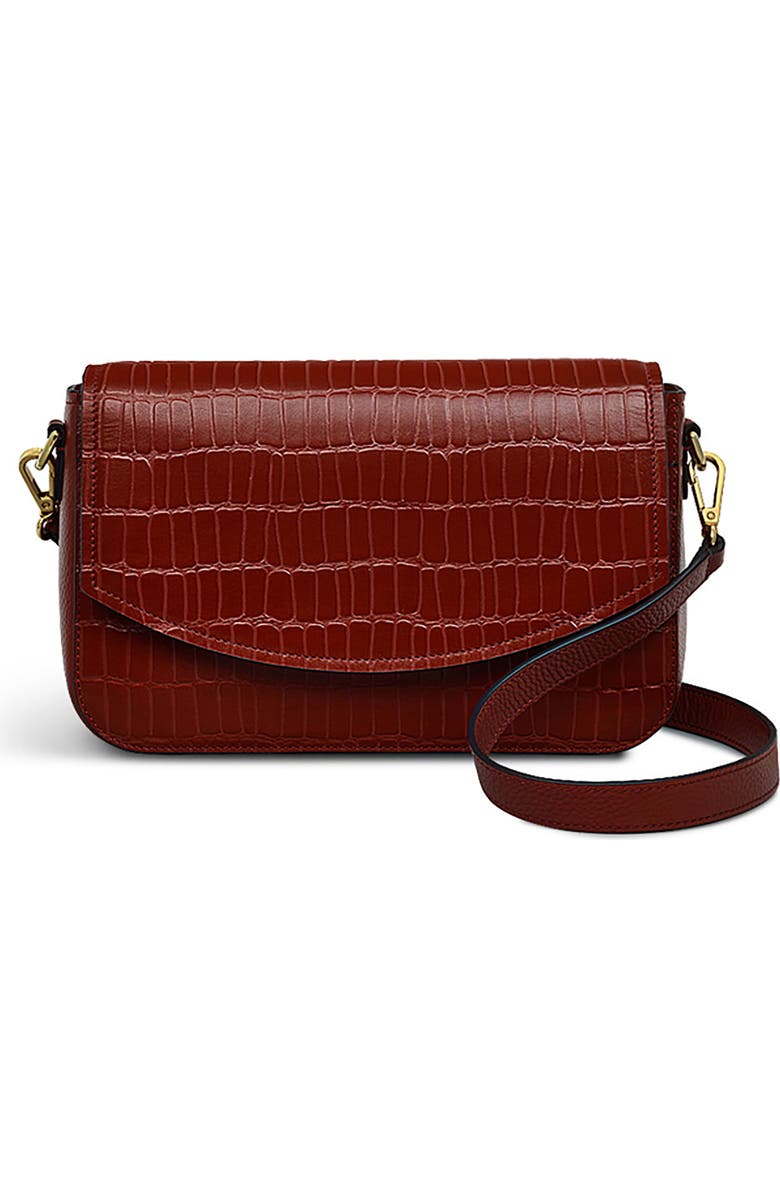 Radley River Road Croc Embossed Leather Crossbody Bag, Main, color,