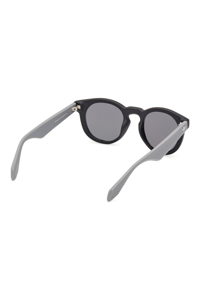 Round Sunglasses, Alternate, color, MATTE BLACK/ SMOKE MIRROR