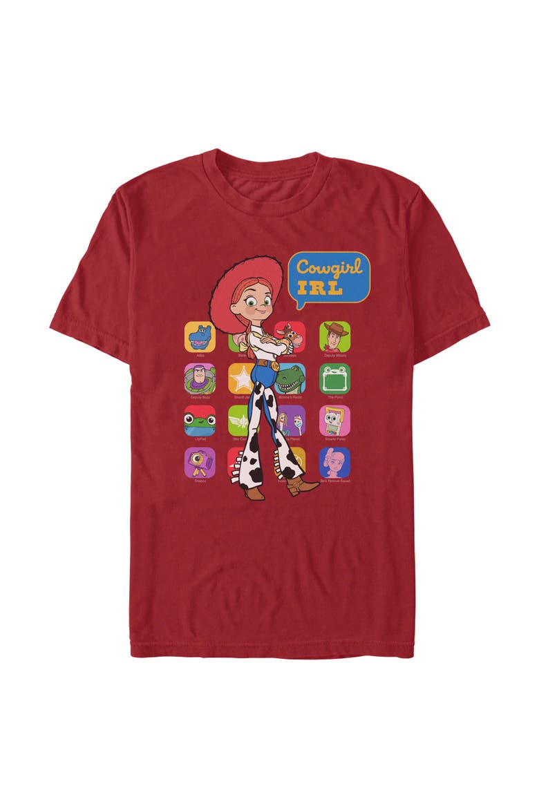 Men's Toy Story 5 Cowgirl IRL Color Collage  Graphic T-Shirt, Main, color, Cardinal