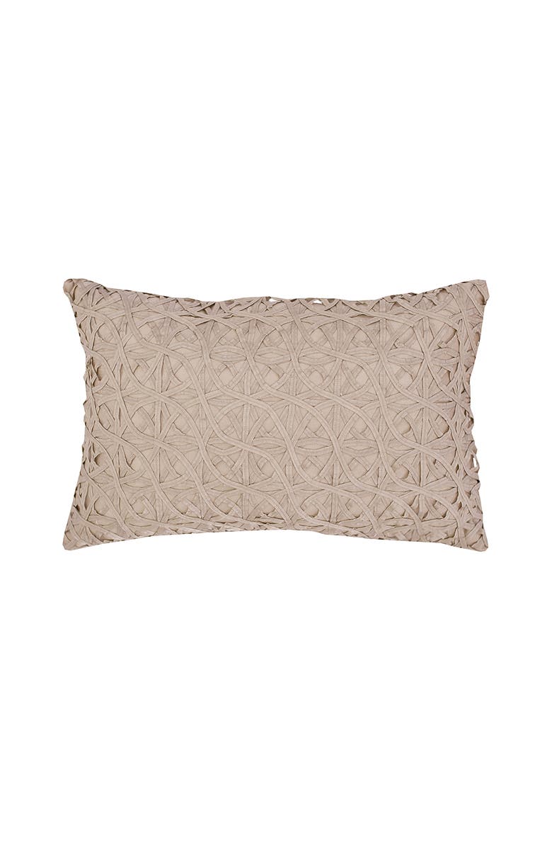 ELISABETH YORK Ribbon Mesh Solid Sandstone Tan Polyester Decor Throw Pillow, 14" x 22", Main, color, Beige