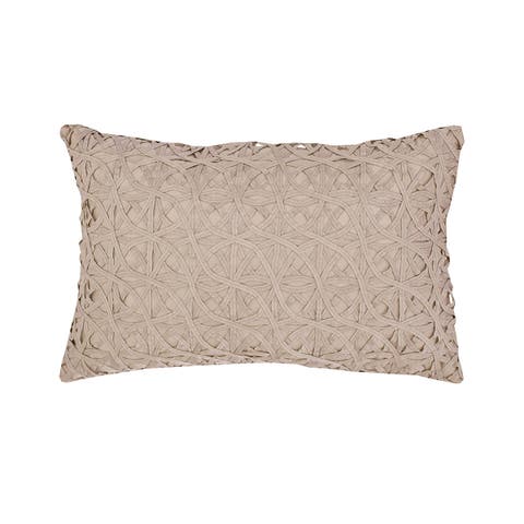 Ribbon Mesh Solid Sandstone Tan Polyester Decor Throw Pillow, 14" x 22"