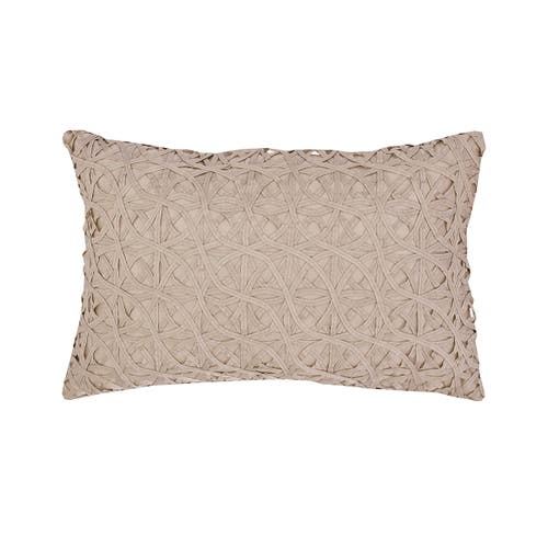 Elisabeth York Ribbon Mesh Solid Sandstone Tan Polyester Decor Throw Pillow, 14" X 22" In Neutral