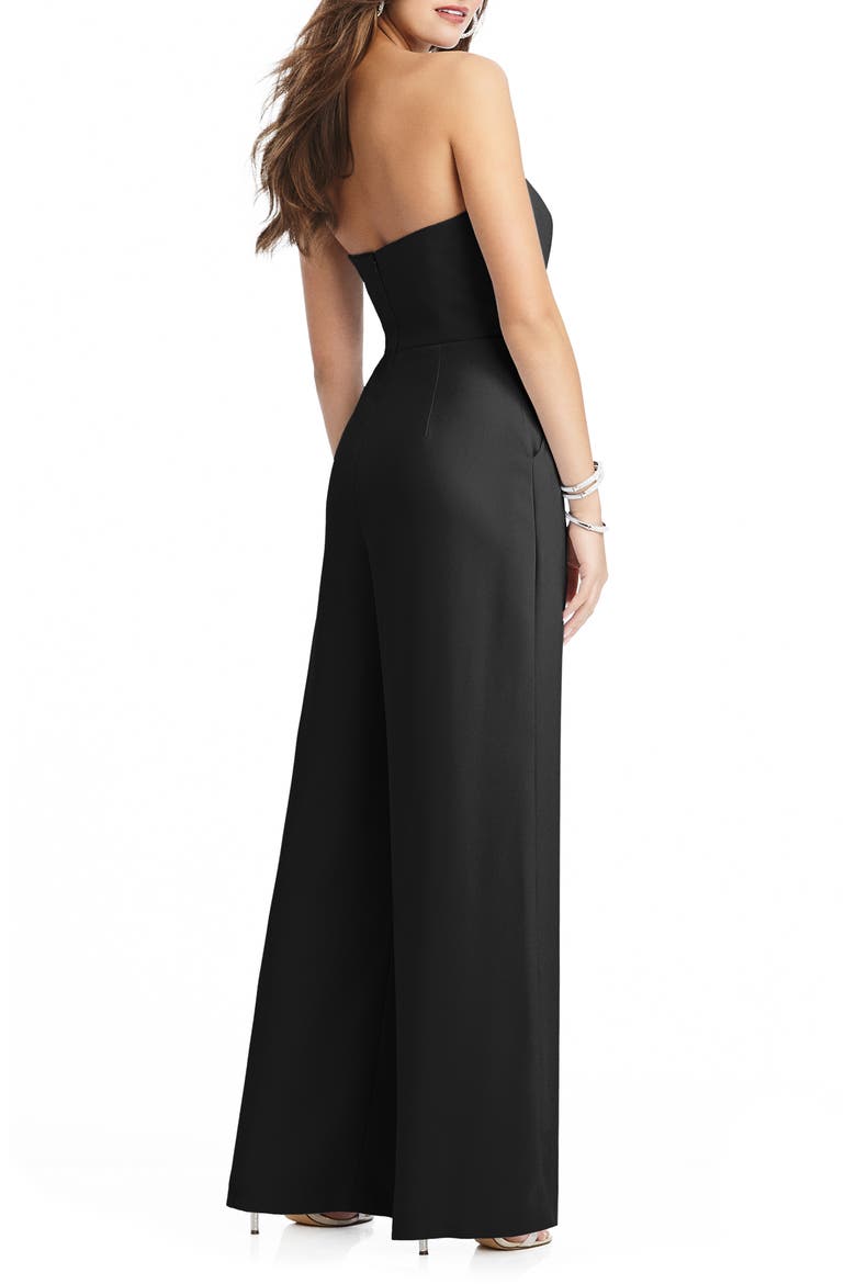 Strapless Crepe Jumpsuit, Alternate, color, BLACK