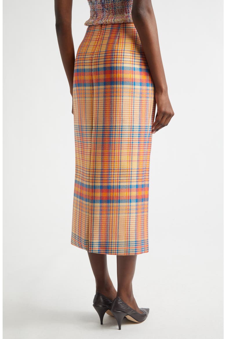 The Mercer Bonded Virgin Wool & Silk Pencil Skirt, Alternate, color, ORANGE PLAID