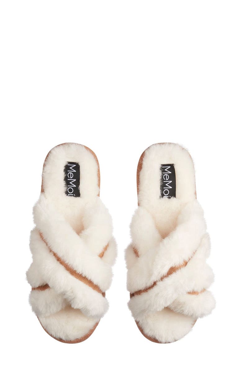 MeMoi Serena Faux Fur Slipper, Alternate, color, Ivory