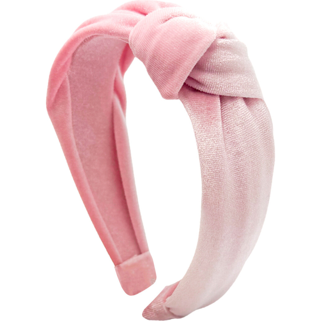 Bits & Bows Velvet Knot Headband In Pink